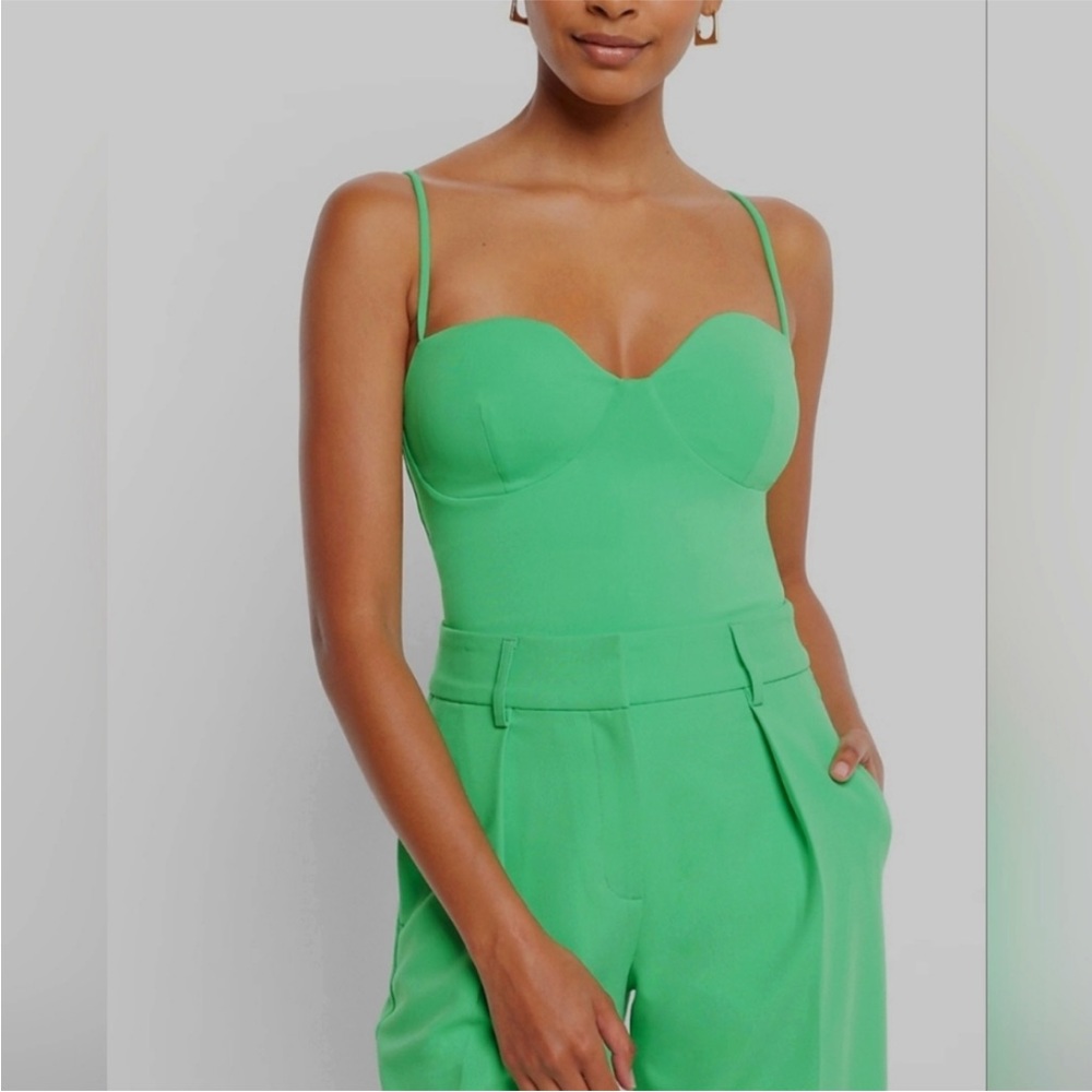 EXPRESS Body Contour High Compression Bustier Bodysuit Jade Green Size XS NEW